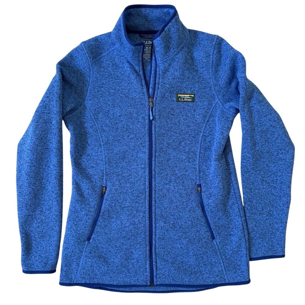 L.L.Bean Sweater Fleece Full Zip Jacket Womens Medium Tall Blue Logo Outdoor